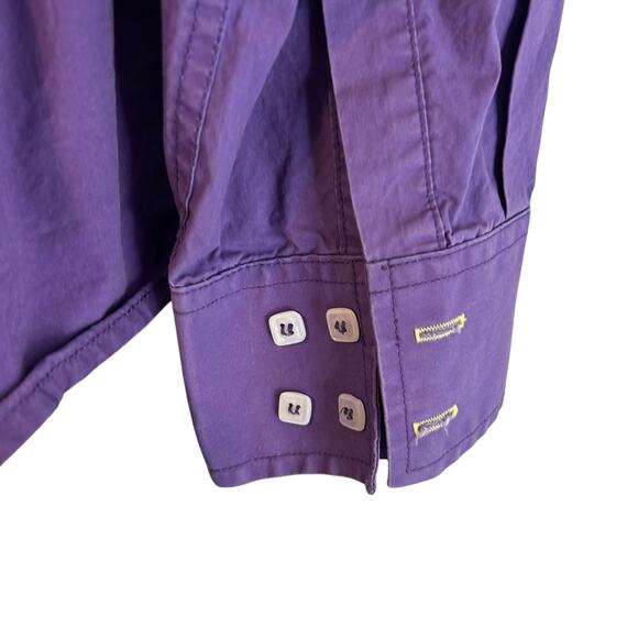 COOFANDY Women's Top Purple Yellow Contrasting Trim XXXL Artsy Cotton - Picture 10 of 13